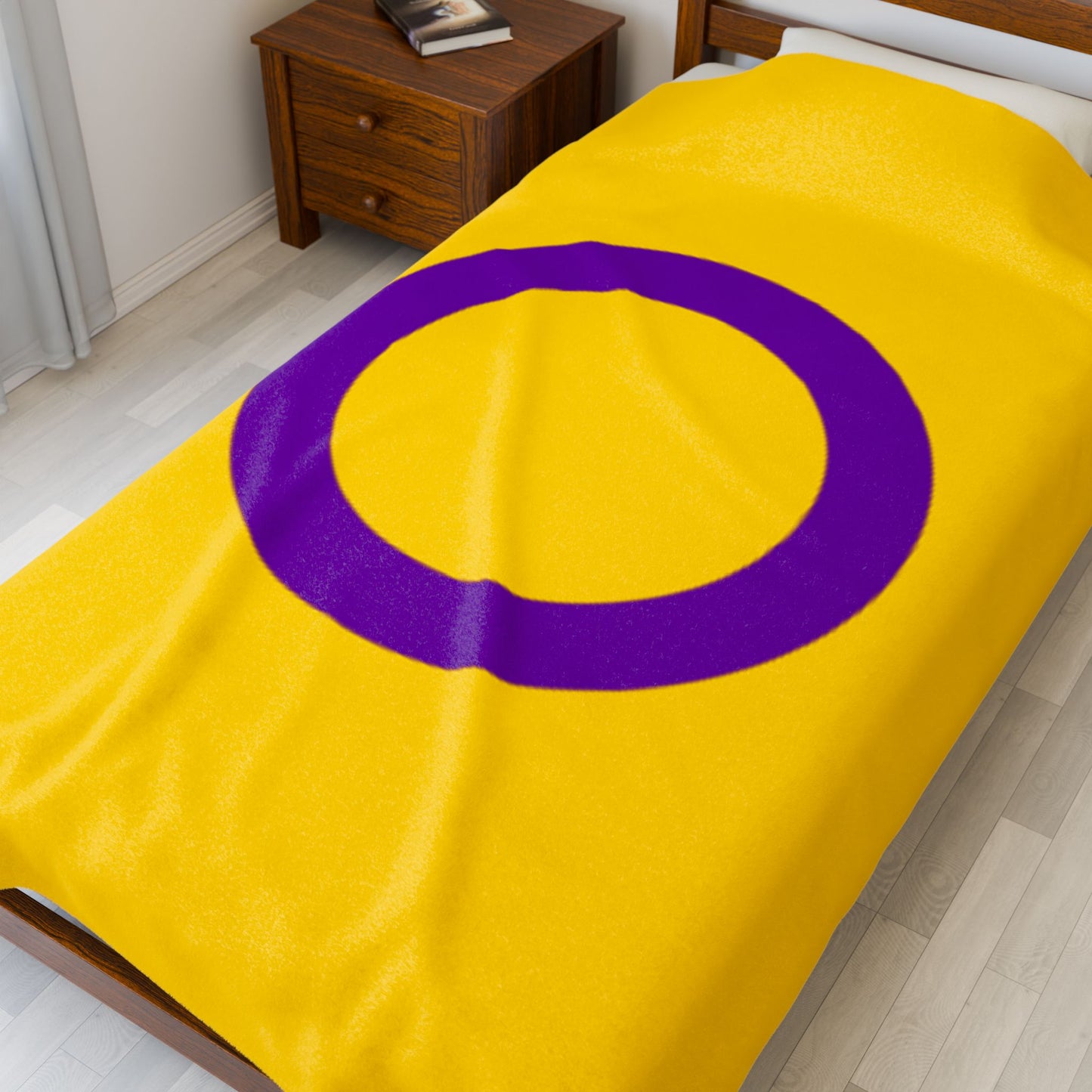 Plush Blanket Intersex Pride Flag Yellow Purple Circle Cozy Home Decor Gift
