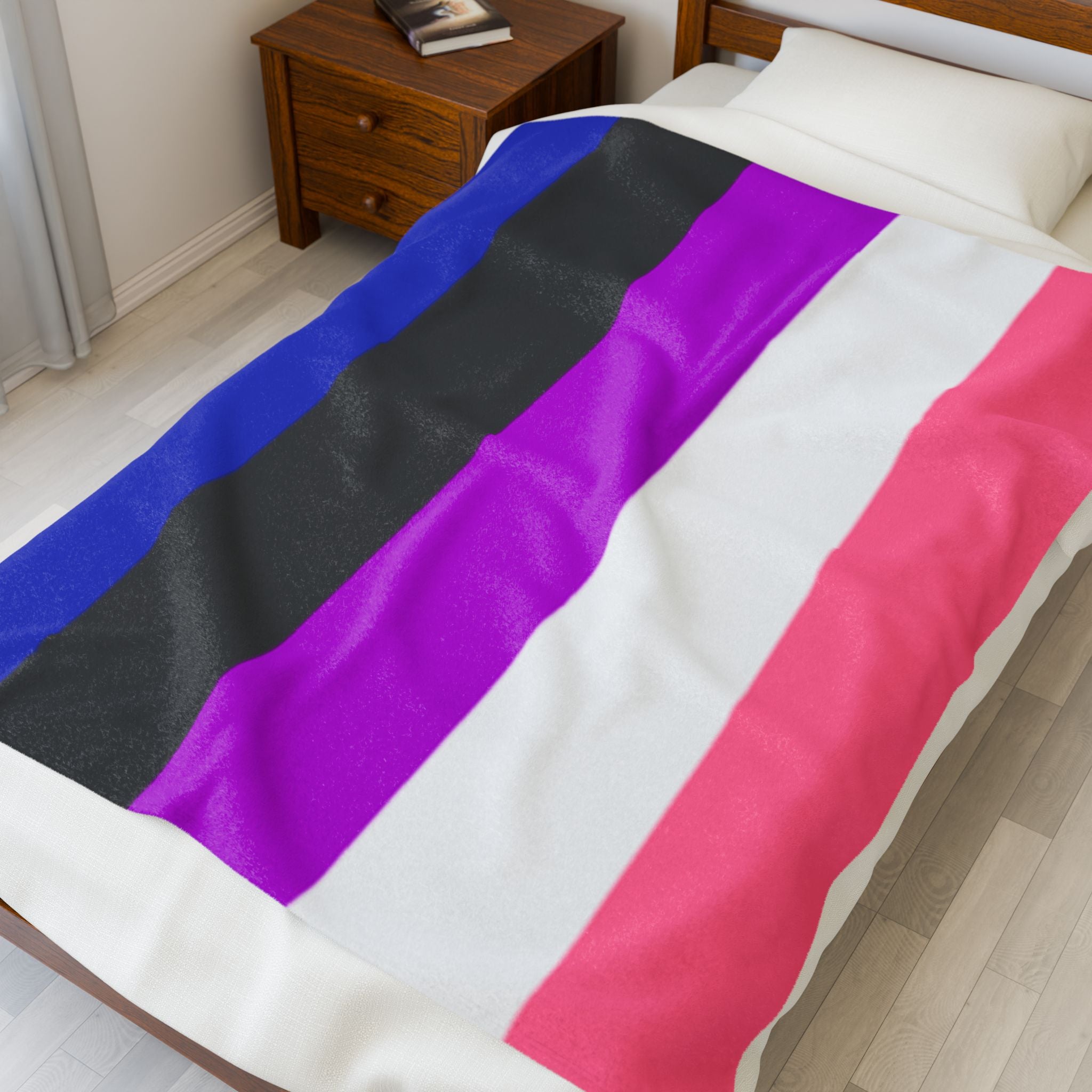 Velveteen Plush Blanket - Genderfluid Pride Flag Cozy Throw