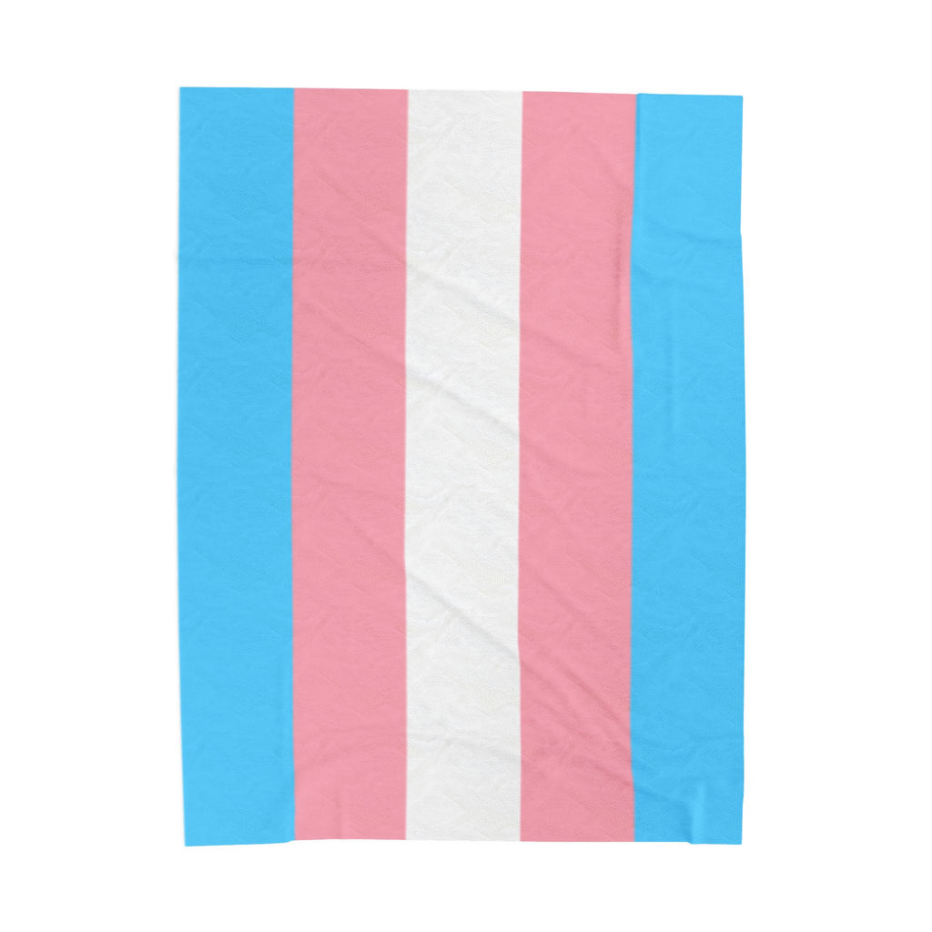 Velveteen Plush Blanket - Transgender Pride Flag Cozy Throw