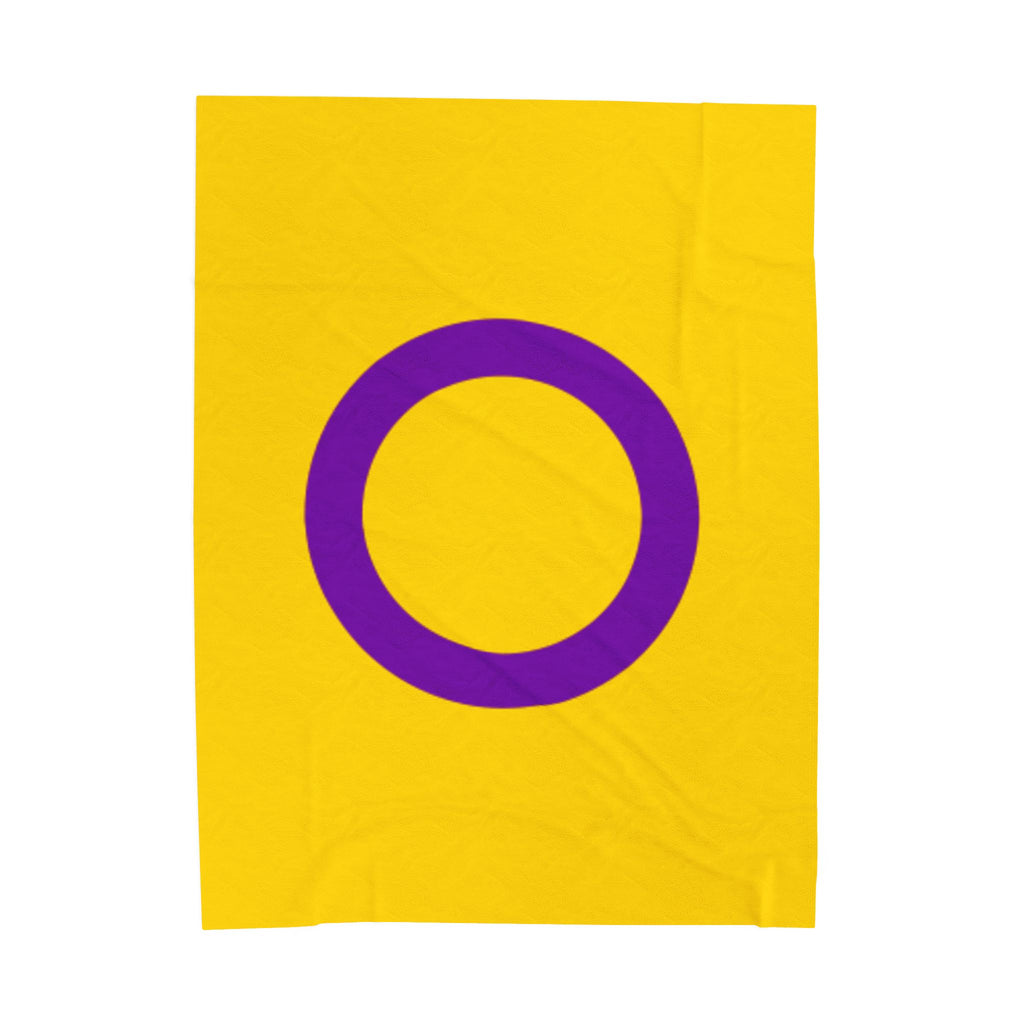 Plush Blanket Intersex Pride Flag Yellow Purple Circle Cozy Home Decor Gift