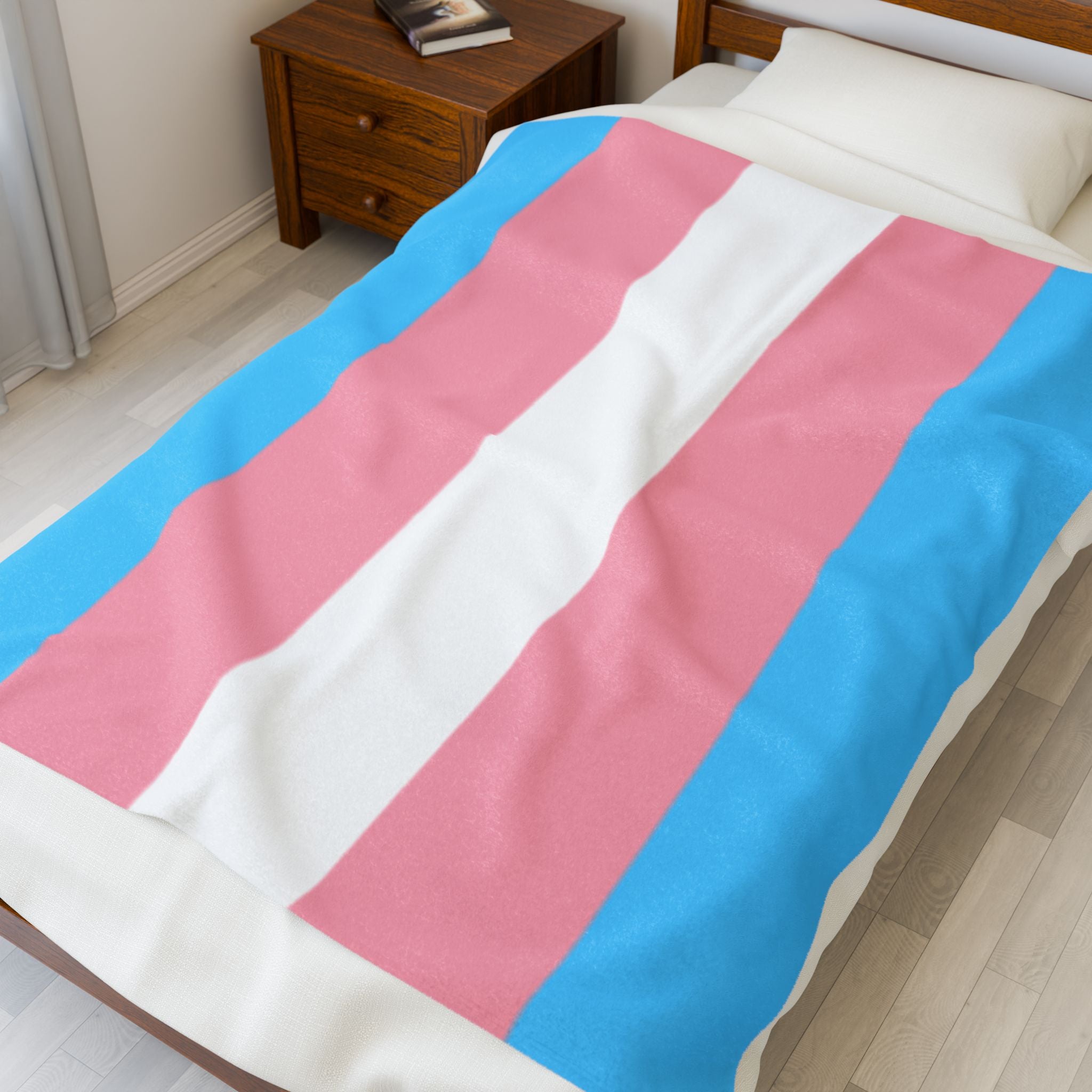 Velveteen Plush Blanket - Transgender Pride Flag Cozy Throw