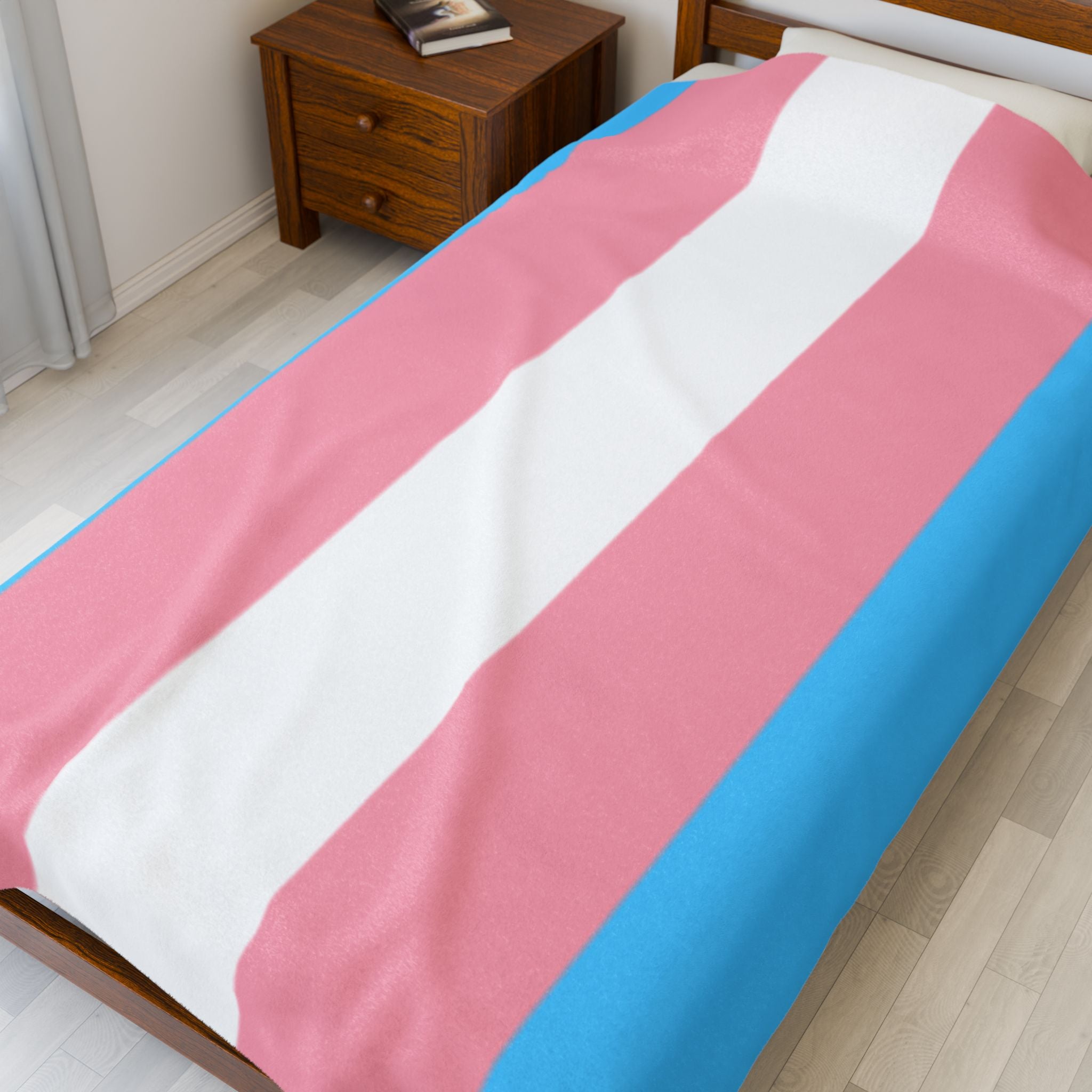 Velveteen Plush Blanket - Transgender Pride Flag Cozy Throw