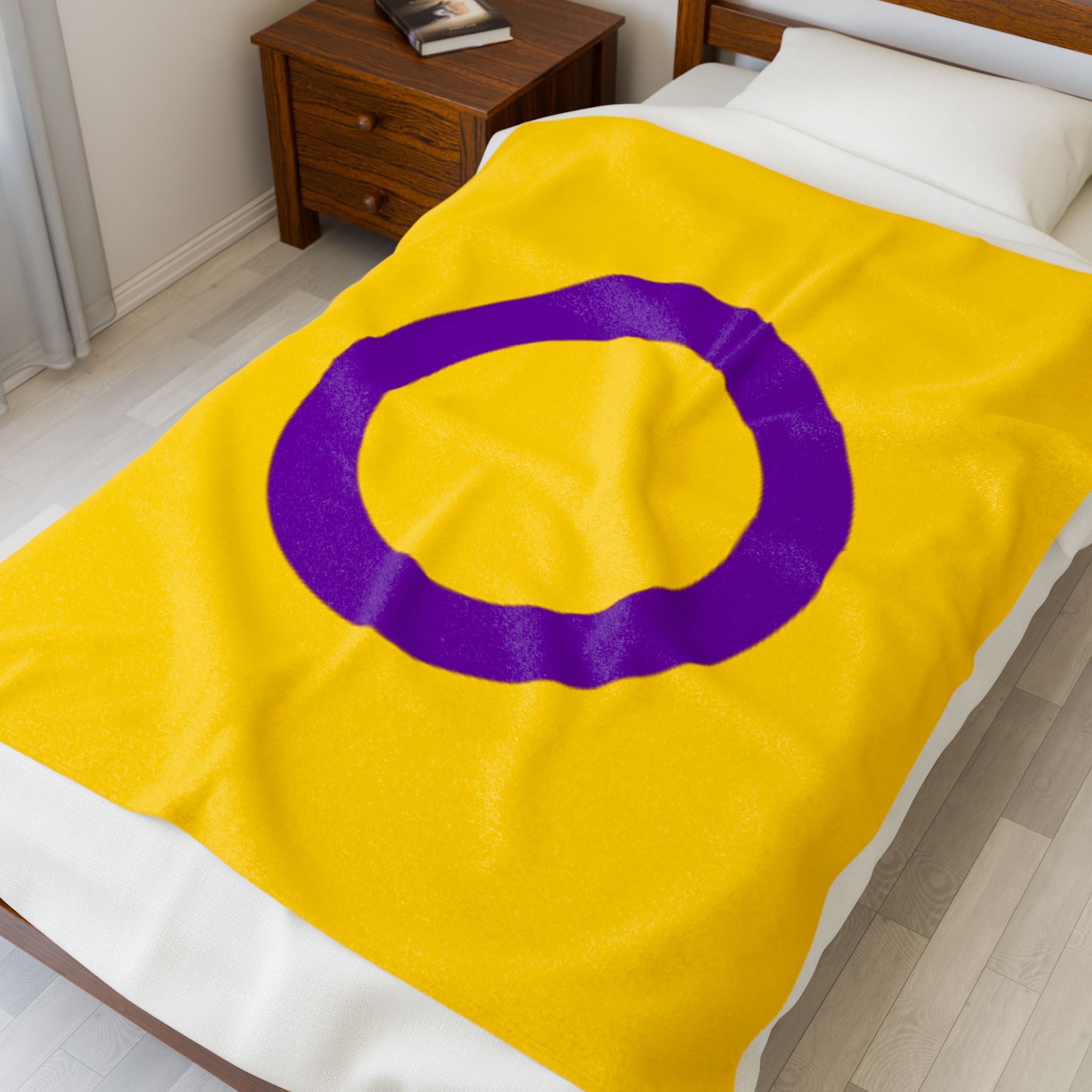 Plush Blanket Intersex Pride Flag Yellow Purple Circle Cozy Home Decor Gift