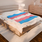 Velveteen Plush Blanket - Transgender Pride Flag Cozy Throw